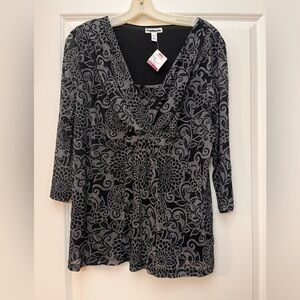 NWT Black top with flower print
